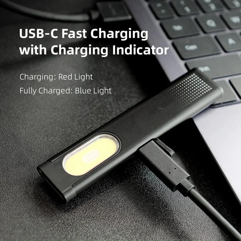 Imagem -05 - Portátil Mini Lanterna Led Usb-c Recarregável Tocha de Bolso Luz de Inundação Luz de Trabalho Clip Traseiro Magnético 470lm