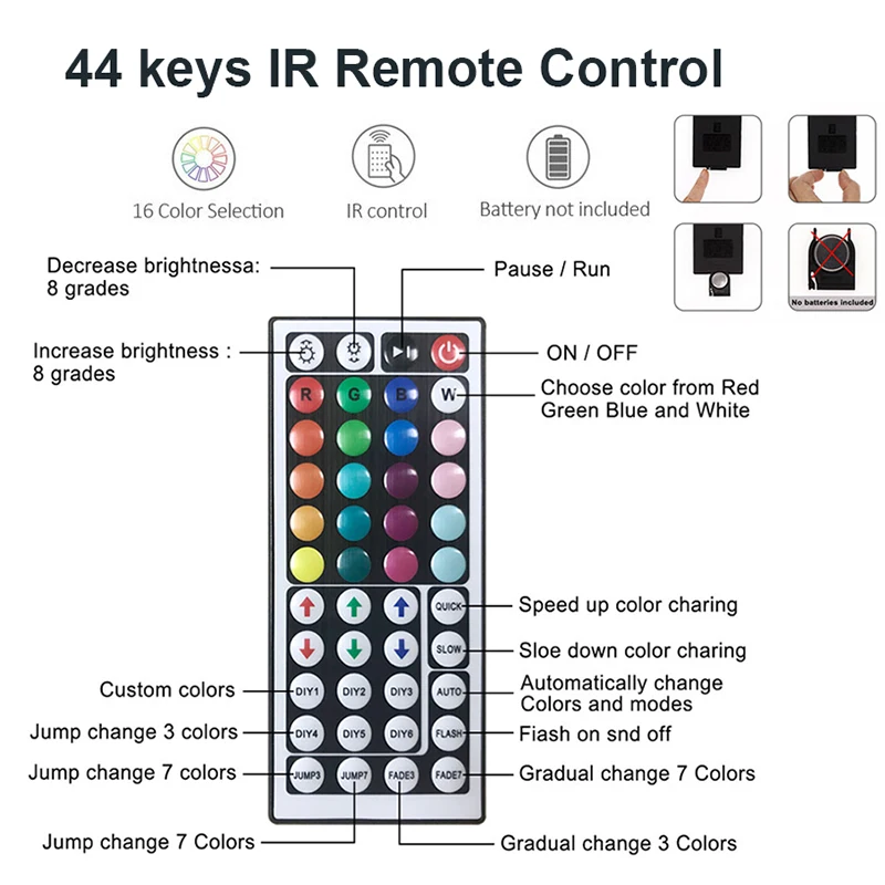 12V 4Pin Wifi Bluetooth RGB Controller Magic Home APP Music Sync 44Key Remote Control For 3828 5050 RGB LED Strip Light