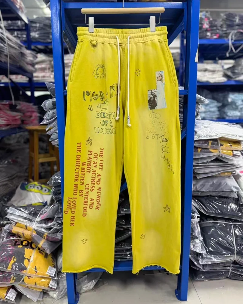 Latest Trendy Hip-Hop Yellow Men Women Streetwear 26SS PALY FallWinter Casual Loose-Fit Pants PALY Sets