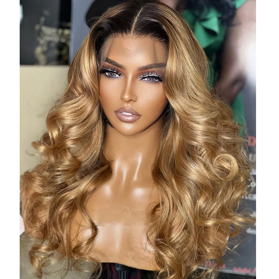 

26'' Glueless 180Density Ombre Blond Body Wave Preplucked 5x5 Silk Base Jewish Human With BabyHair HDLace European Hair