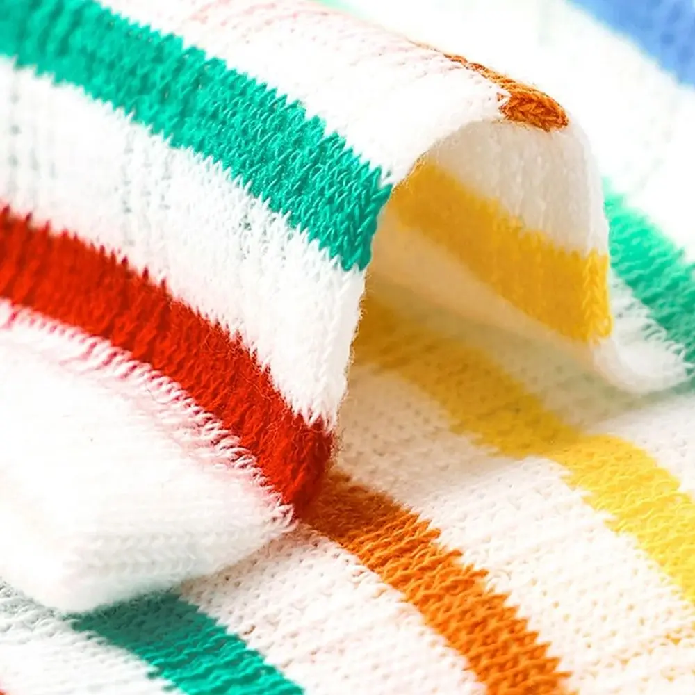 4 Pairs Cute Ultra-Thin Crew Socks Mesh Rainbow Cotton Socks Breathable Korean Style Mid-Calf Socks for Boys Girls
