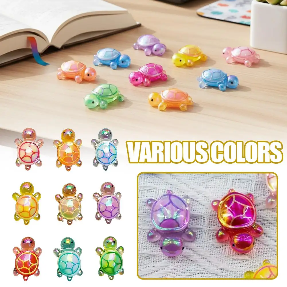1/10pcs Mini Resin Turtles Colorful Laser Turtle Ornaments Multi-Function Small Animals Figures for DIY Fairy Garden Decor