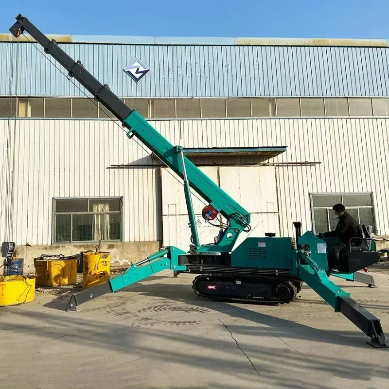 Hot Spider Crane Fly Jib Knuckle Boom Crawler Spider Crane Lift 1.2 3 5 8 Ton Electric Small Tow Spider Crane With Man Basket