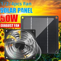 12V 50W Mini Portable outdoor solar panel exhaust fan IP65 greenhouse dog chicken house waterproof Solar charging fan photovolta
