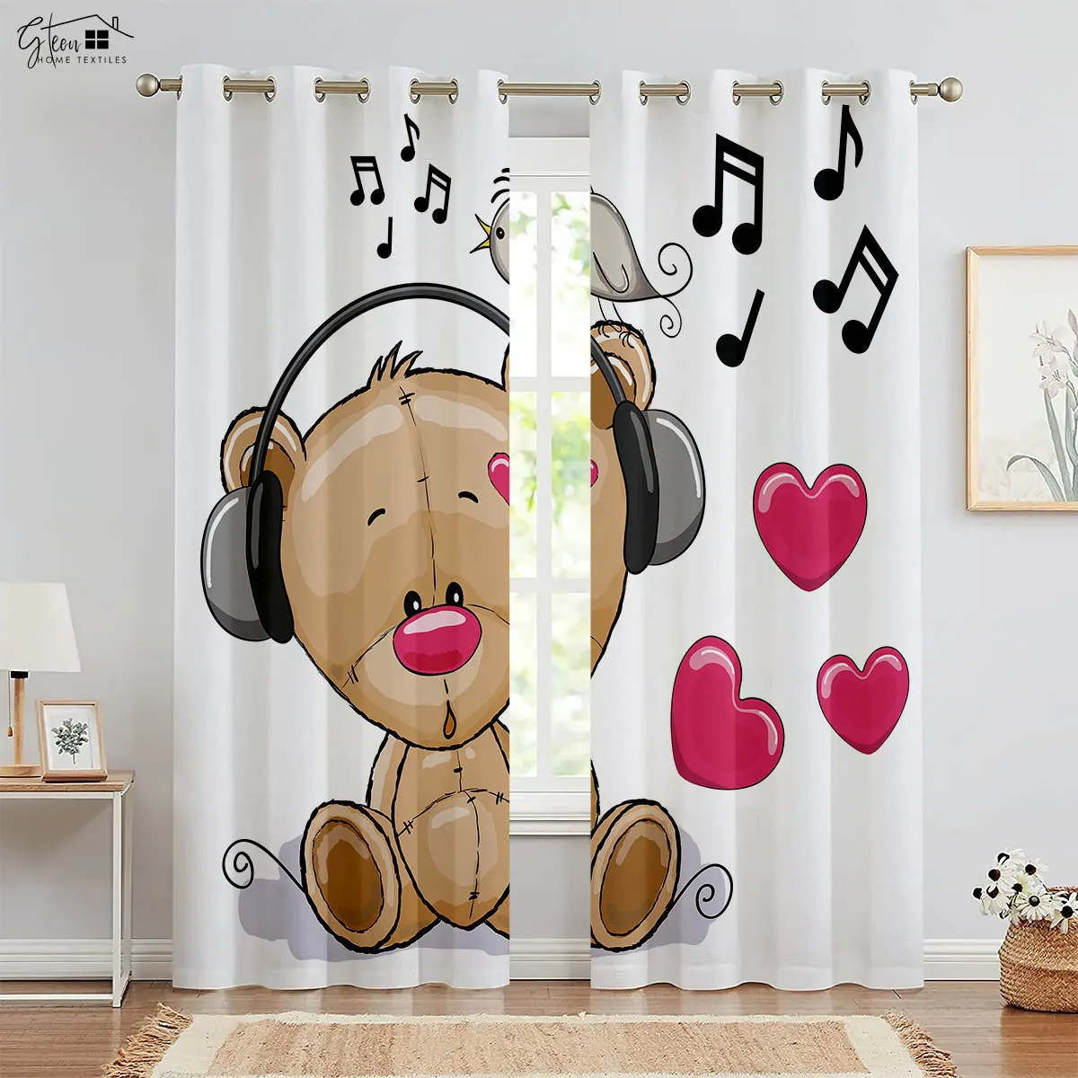 

Animation Cartoon Cute Printed Curtains Bear Lion Tiger Crocodile Anime Kids Gift Children's Room Decorative Curtains 2pcs