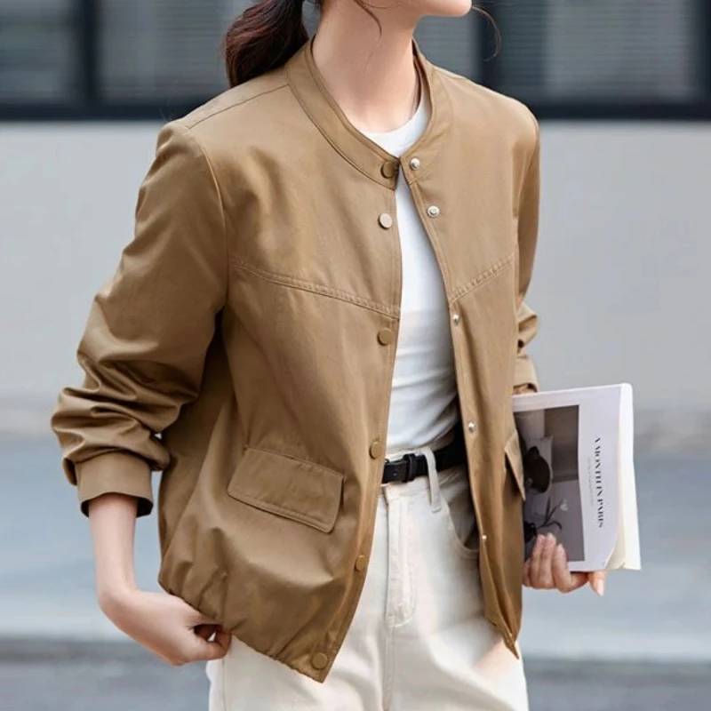 Baseball Aviator Coat Woman Loose Vintage Plain Bomber Jacket for Women Sale Chic Cheap Long Sleeve Deals Fashion Elegant Casual