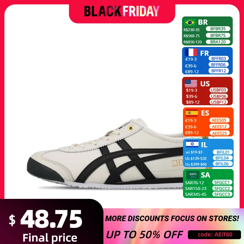 Asics Onitsuka Tiger MEXICO 66 Low Running Shoes Women Men Sneaker Lightweight Milky White