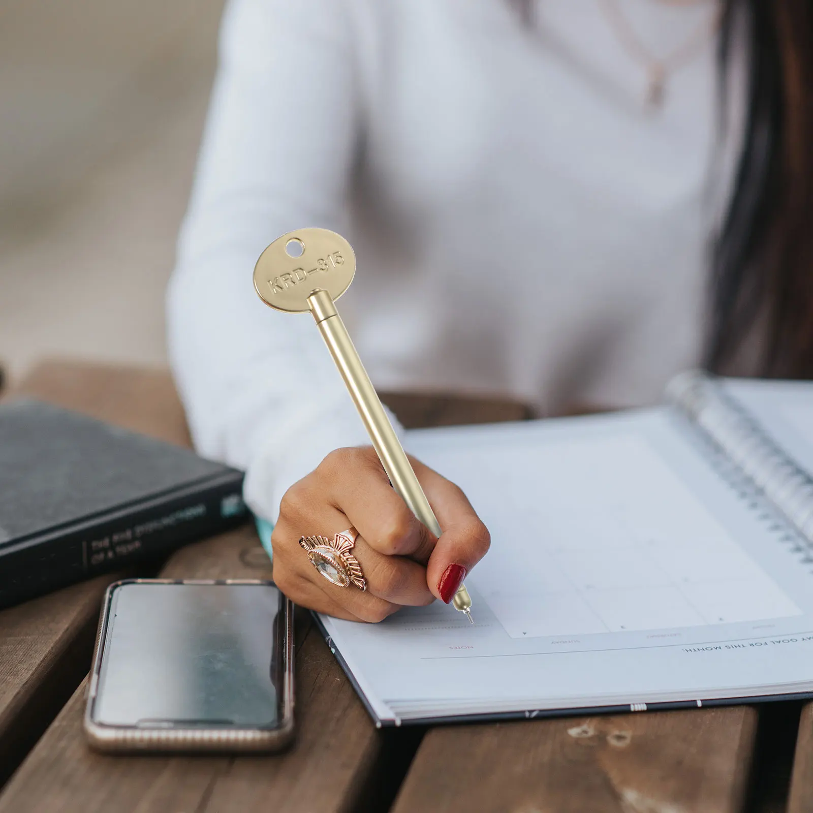 12Pcs Retro Key Gel Pens Portable Signature Pens Key Shaped Creative Writing Pen Set for Office School Students Prize