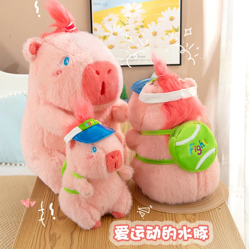Jouet en peluche Kawaii, poupée Capybara mignonne, Animal en peluche rose de printemps pour enfants, cadeau d'anniversaire, sac à dos de Baseball en fleurs de cerisier