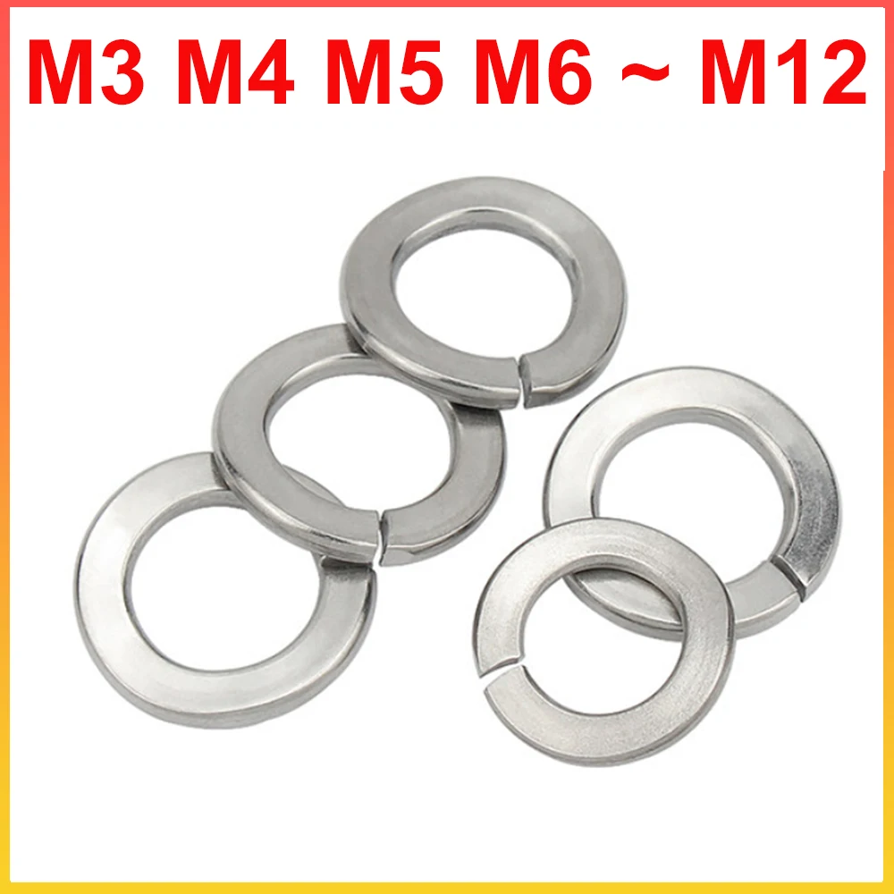 304 SS Wave Spring Washer M3 M4 M5 M6 M8 M10 M12 Curved Elastic Gasket Anti-loose Elastic Spacer Shim Fastener