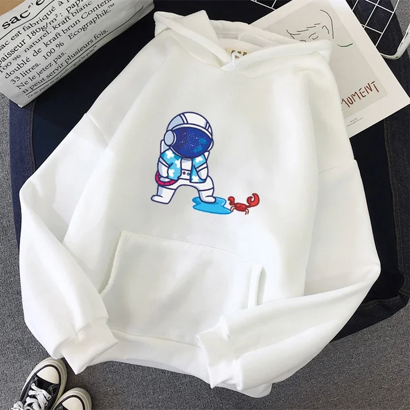 

Fashion Astronaut Print Hoodies for Teens Spring Autumn Long Sleeve Pullover Tops Casual Outdoors Loose Sport Wear