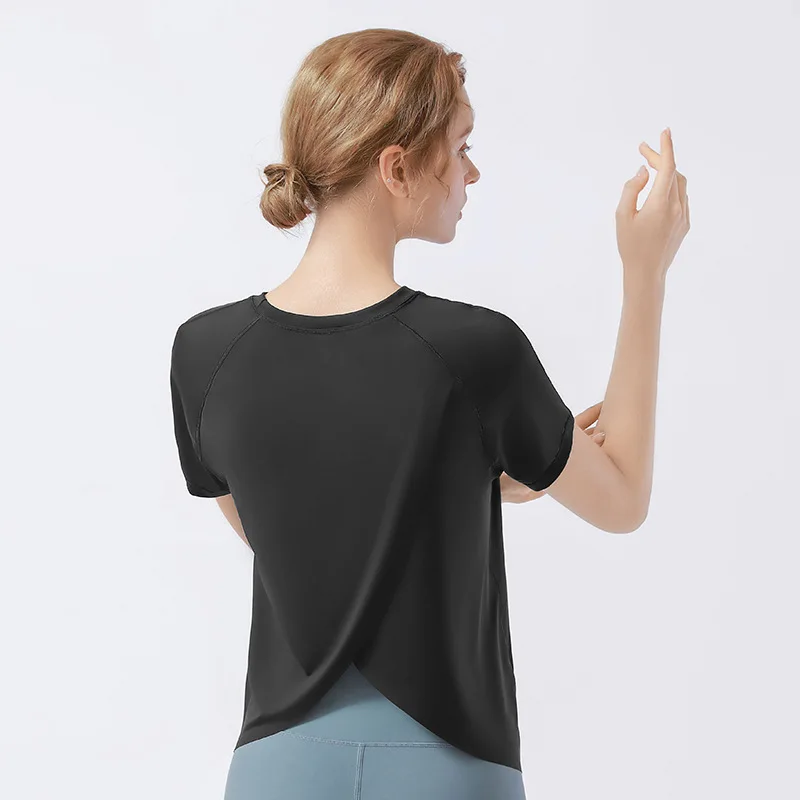 Sportedly-Chemisier de sport à manches courtes pour femme, vêtements de yoga, haut de fitness, t-shirt de course, vêtements de sport Pilates, 2024