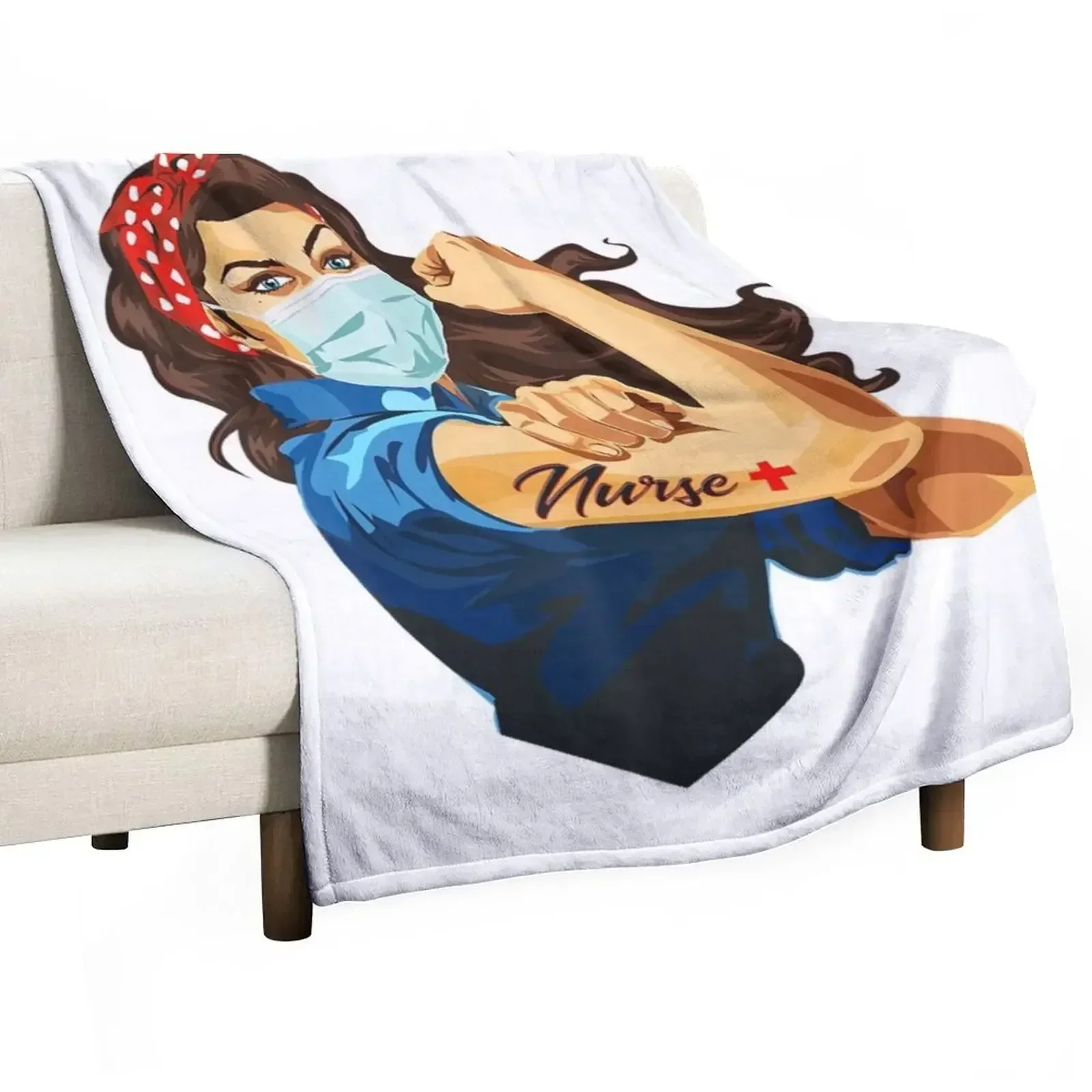 Rosie The Riveter - Woman Nurse Throw Blanket Flannel Fabric Hair Blankets