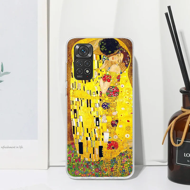 Kiss by Gustav Klimt Desig Phone Case For Xiaomi Redmi Note 13 14 12S 11S 10S 12 11E 10 Pro Plus 11T 9S 9 8T 8 7 Art Fundas Back image 3