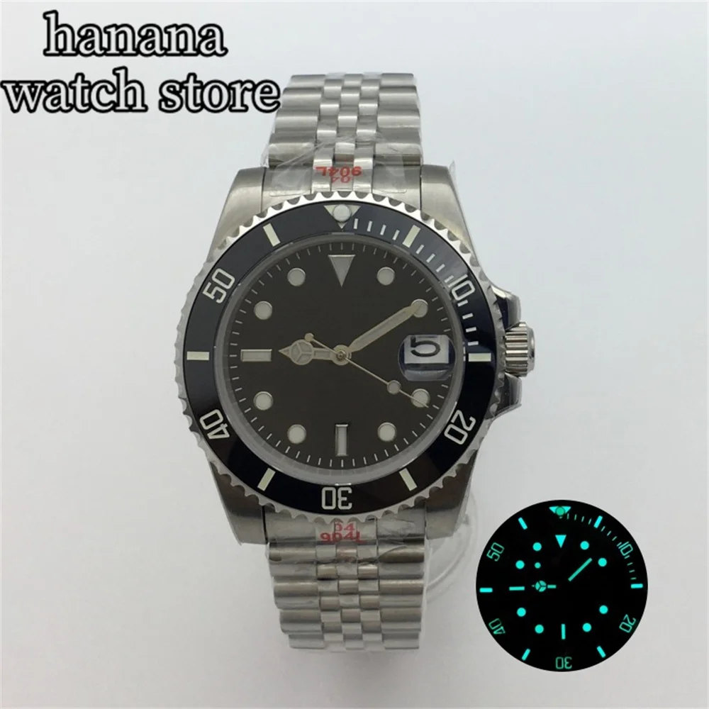 ساعة نسائية من السيراميك للرجال ، قرص أسود ، زجاج ياقوت مضيء ، 24 حجر كريم ، NH35 ، MIYOTA8215 ، PT5000 مصقول ، 40