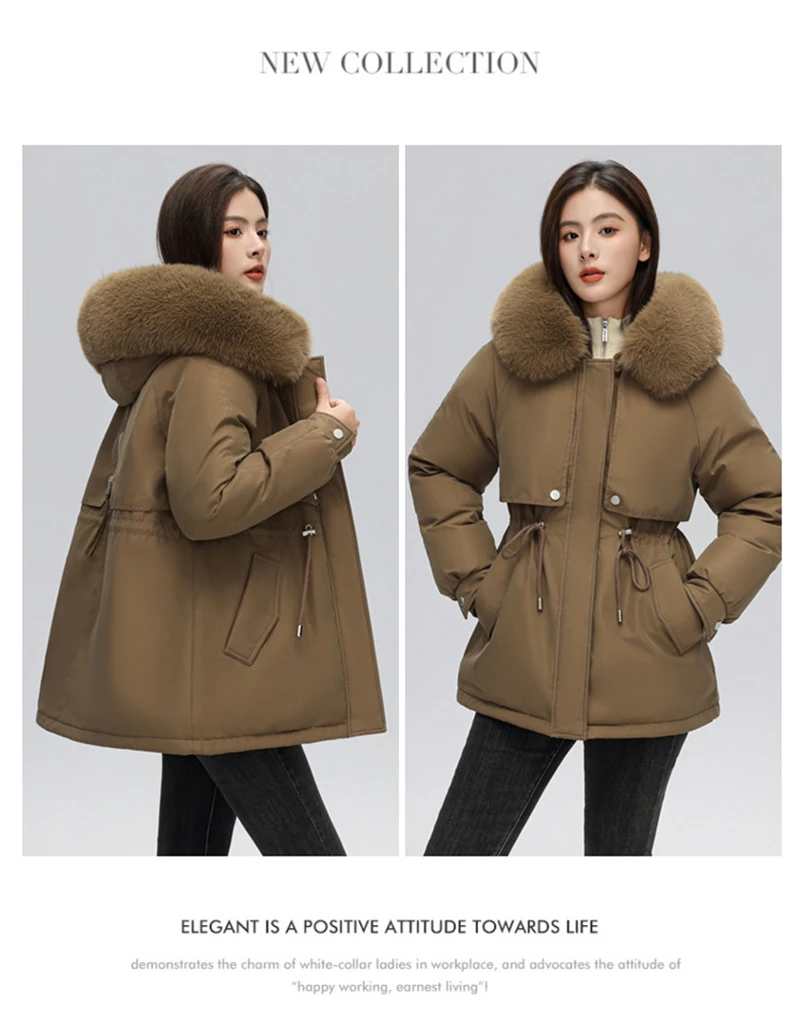 Winter Coat New Women's Thick Cotton Jacket Women's Medium Long Korean Version Fur Collar Coat Female Warm Parka Overcoat