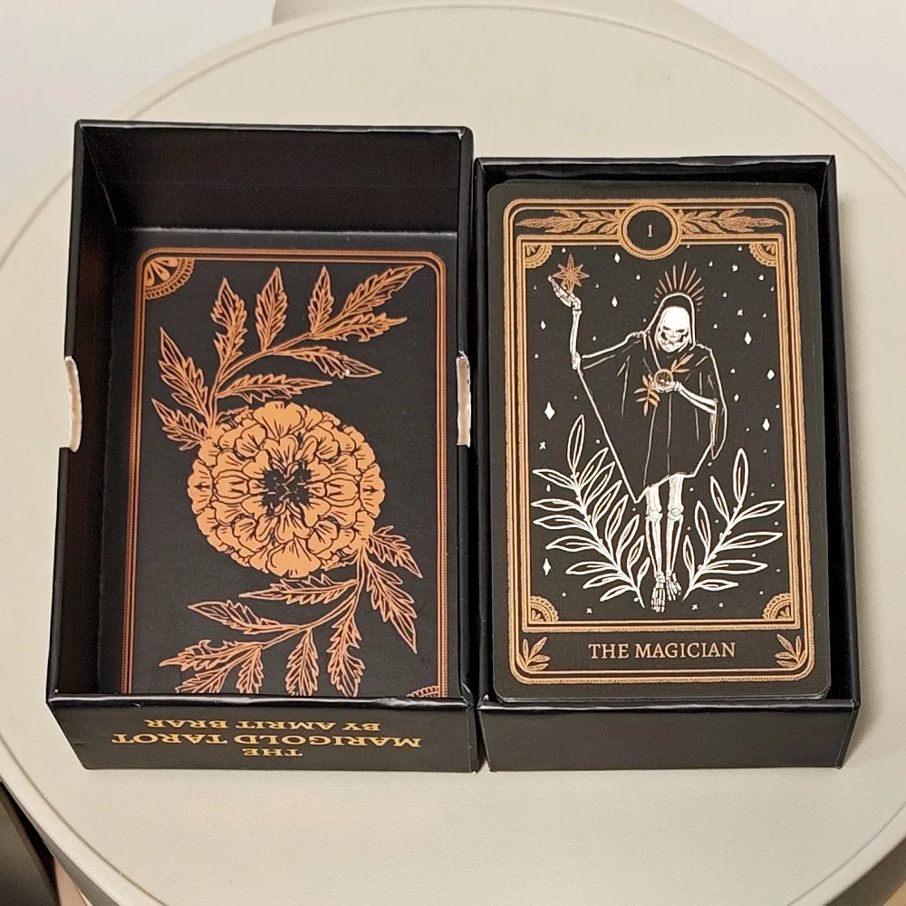 Marigold Tarot Deck: 78 Pcs Cards Rooted in Life, Death, and Gold, Packed in Rigid Box 12*7cm (double-embossed Cardstock)