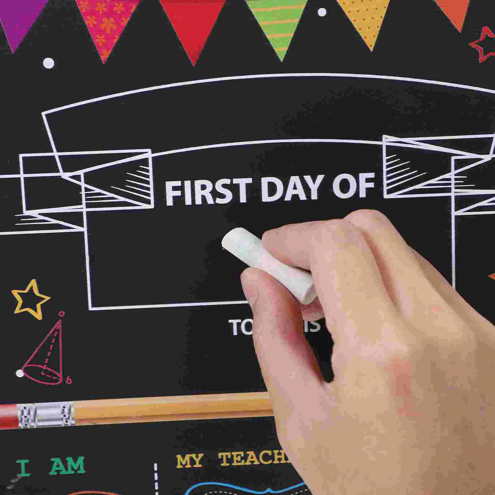 Chalk Frame of Interesting School Sign First Day Chalk Board Children Chalkboard Kids Accessory First Day Of School Sign