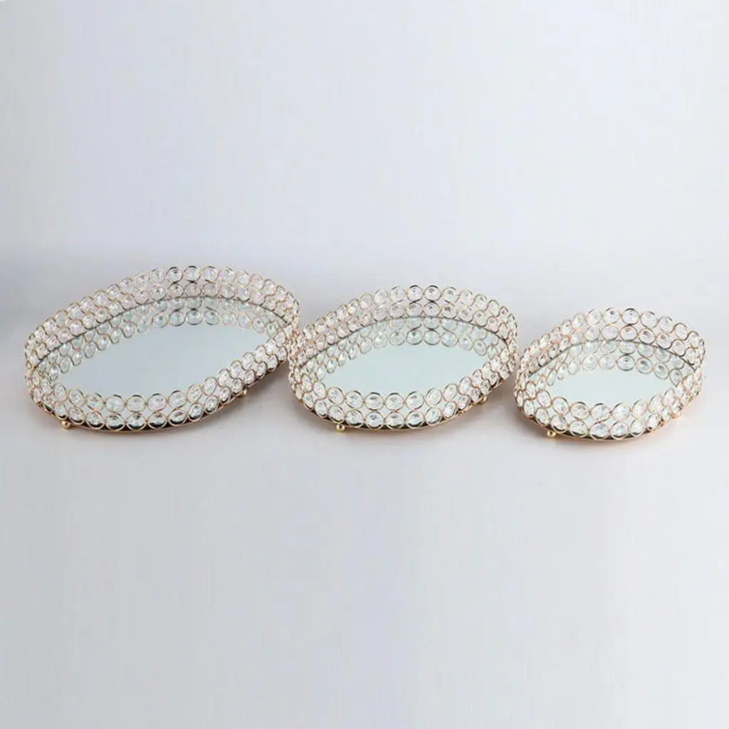 Plateau décoratif miroir en métal, organiseur de maquillage pour parfum
