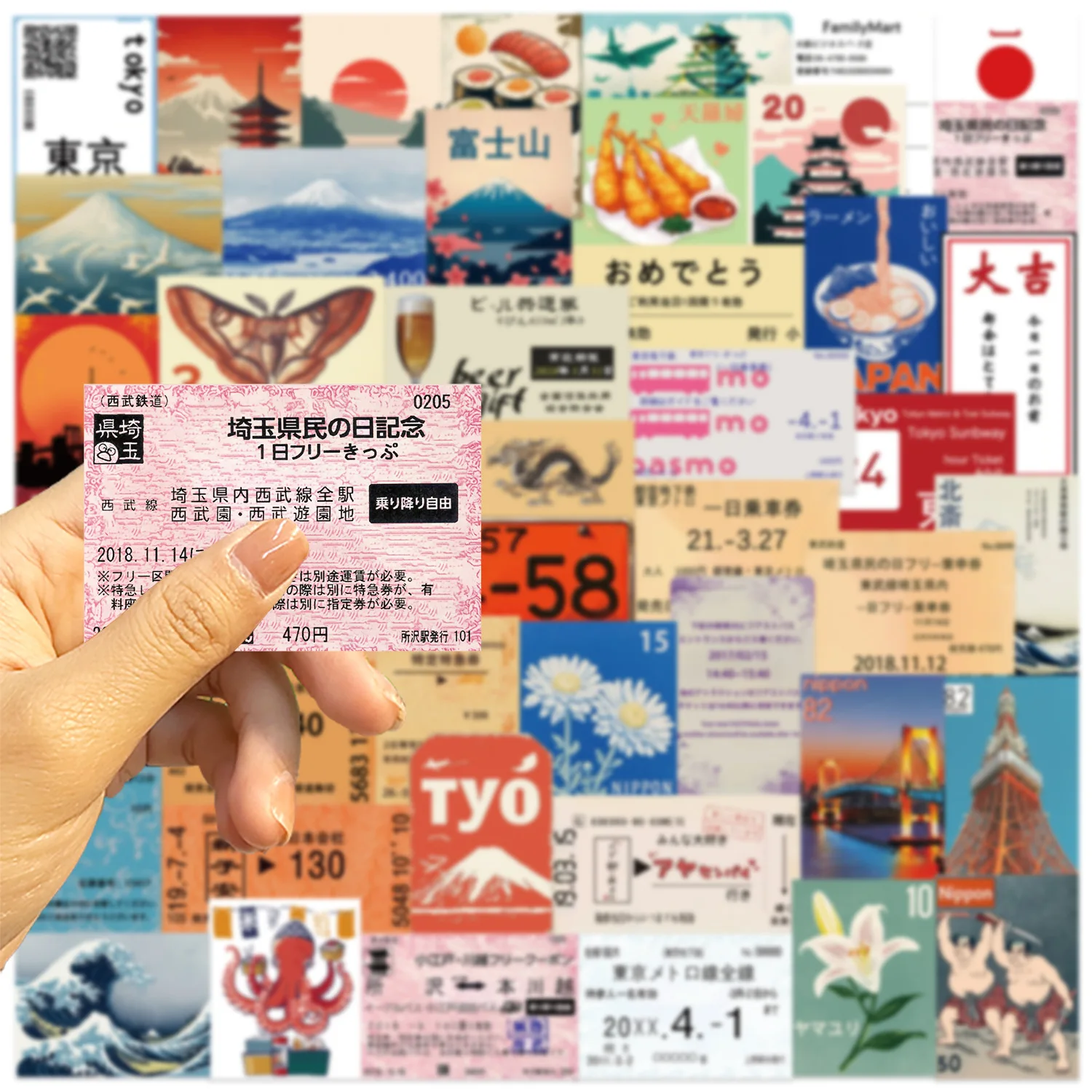 50 stks Japanse Culturele Elementen Reizen Graffiti Stickers Telefoon Gitaar Laptop Notebook Koffer Cup Waterdichte Sticker Kinderen Speelgoed