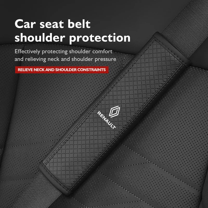 Leather Car Seat Safety Belt Shoulder Strap Pad Protection Cover For Renaul Koleos Kadjar Scenic Megane Sandero Grand Sill