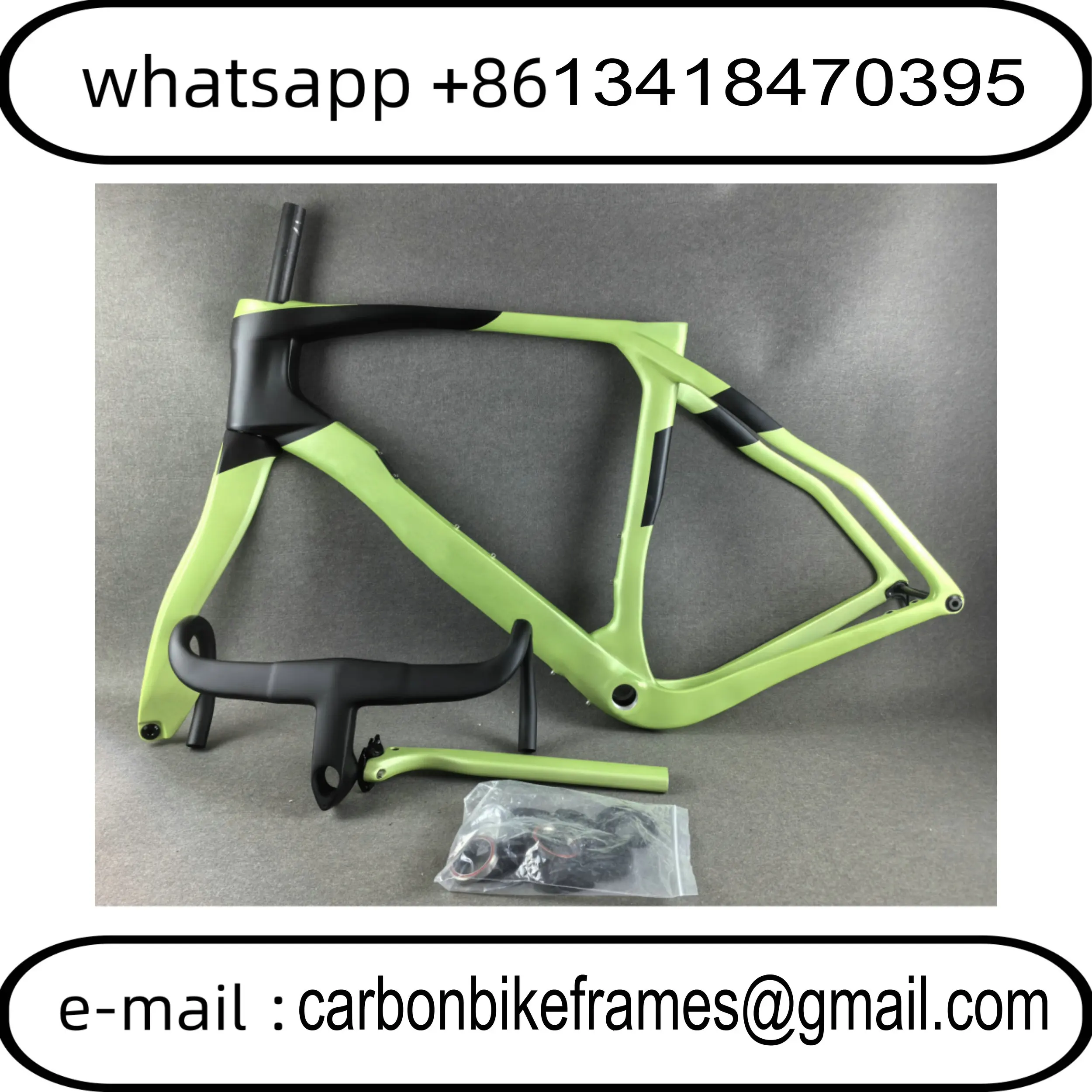

Custom Logo Carbon Fiber Gravel Bike Frame T1100 BSA Disc Brake Racing Bicycle Frameset + Handlebar DPD