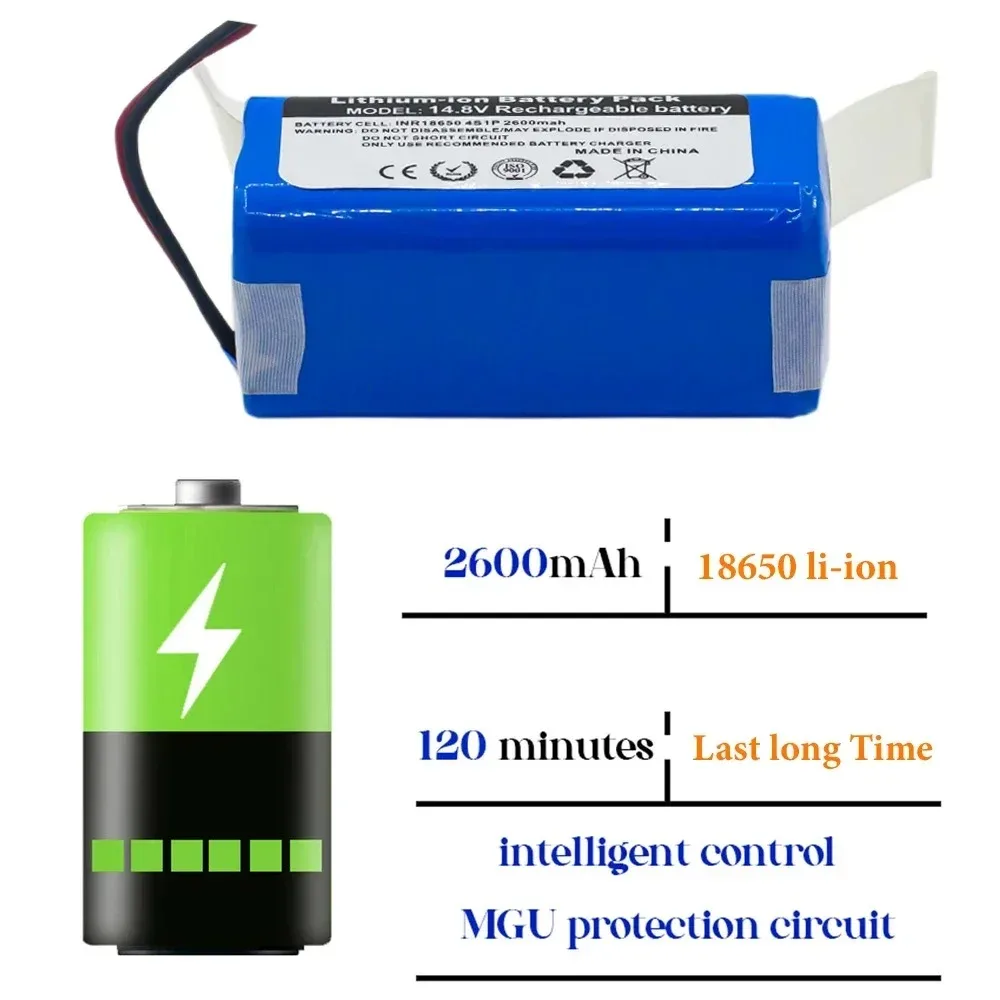 14.8V 2600MAH 4S1P Lithium Battery Pack，For Xiaomi G1 Robot Vacuum, Suitable for Ecovacs CEN540/CR130/DF35 Robot Accessories