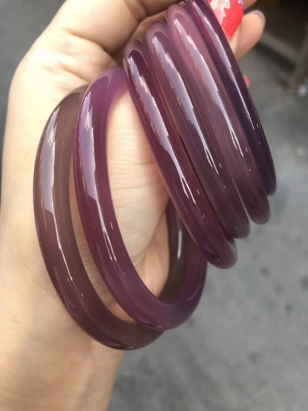 Round Strips Ice Color Natural Chalcedony Agate Bracelet Exquisite Jade Bangle Jewelry Accessories