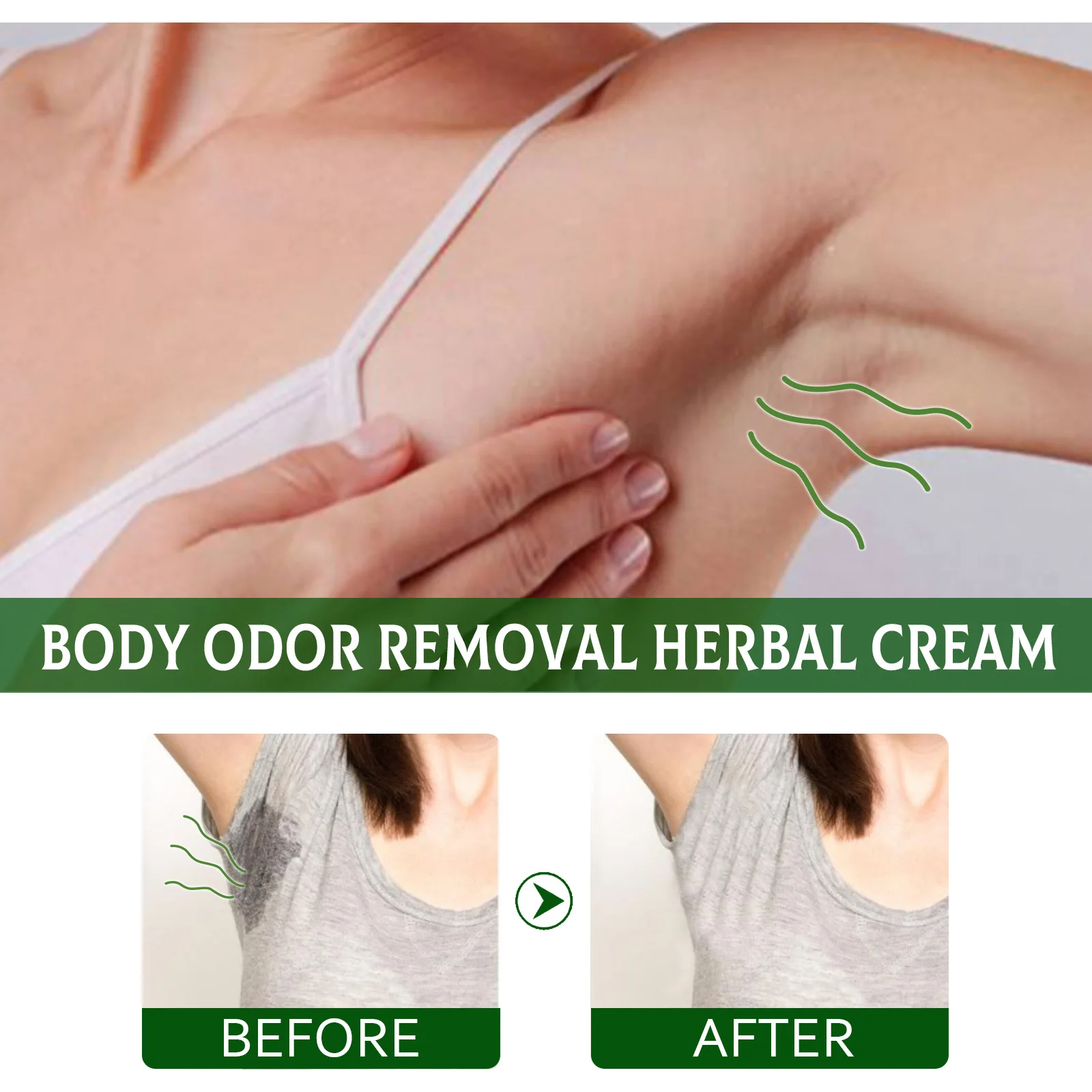 Armpits Deodorant Cream Remove Bad Smell Eliminate Body Odor Anti Sweaty Deep Refreshing Lasting Aroma Herbal Skin Care Product