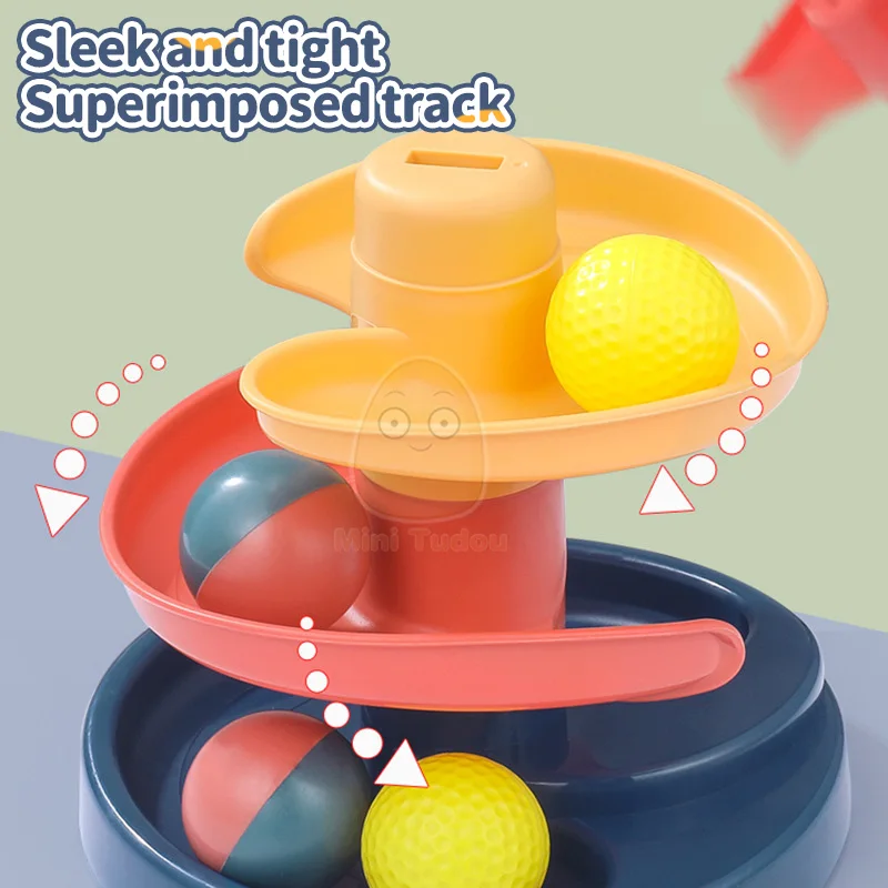 아기 장난감 롤링 볼 파일 타워 손가락 기술 훈련 회전 스태킹 트랙 유아를위한 조기 교육 장난감 13 24 개월
