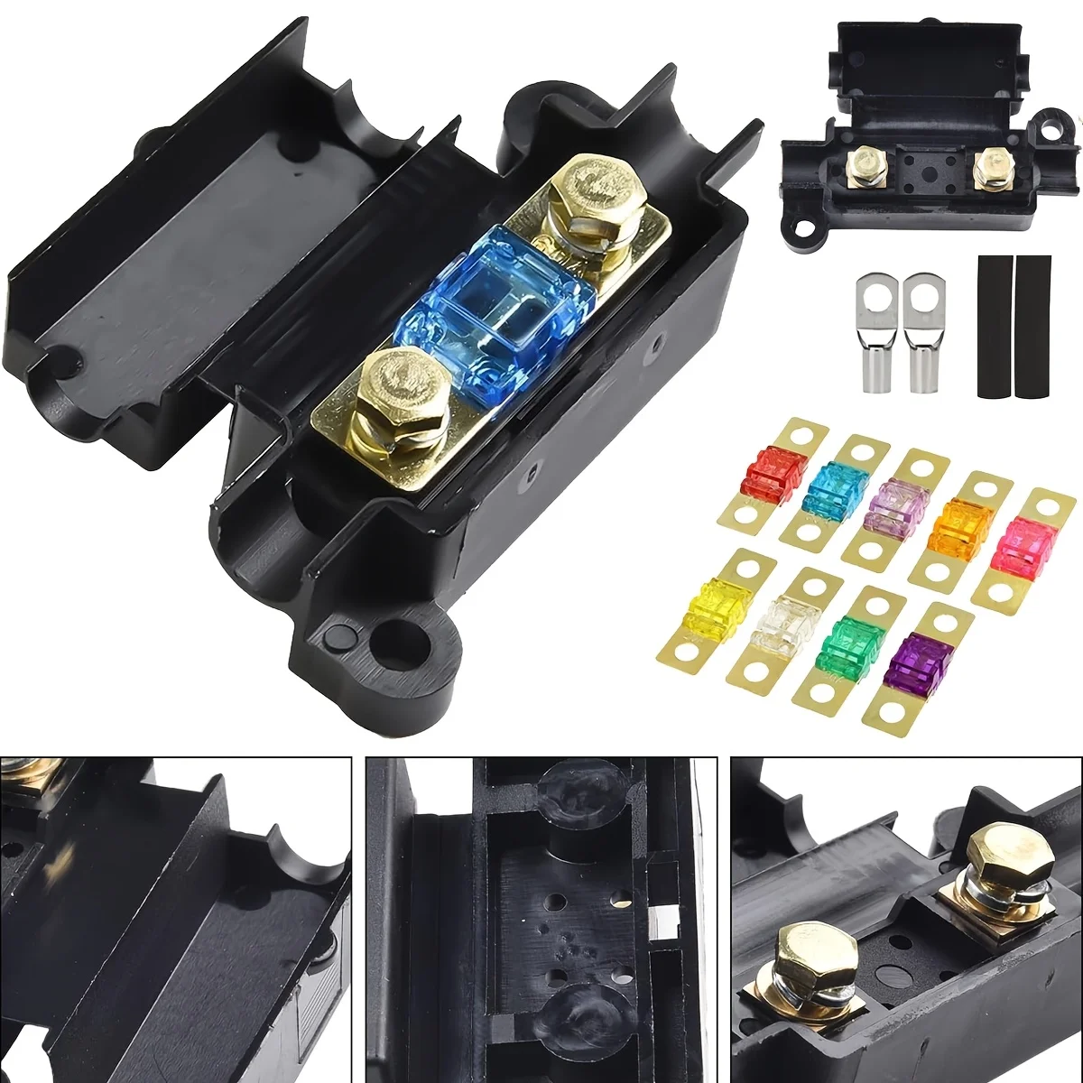 Image of 1 Set Sicherungshalter 30-200 Ampere Midi-Sicherung für Gabelsicherungen DC 12V 24V Auto-Klimaanlagen-Sicherungskasten Auto-Zubehör