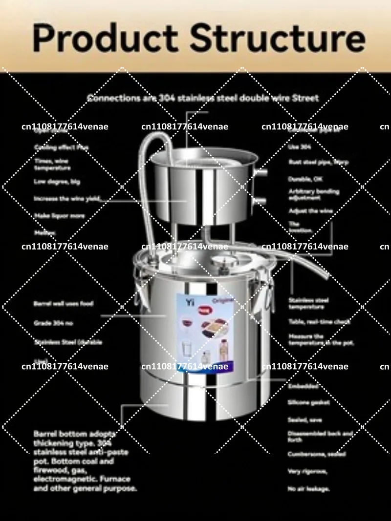 Small Stainless Steel Distillation Tower Alcohol Distiller Wine Brandy Brewing Kit Essential Oil view 5