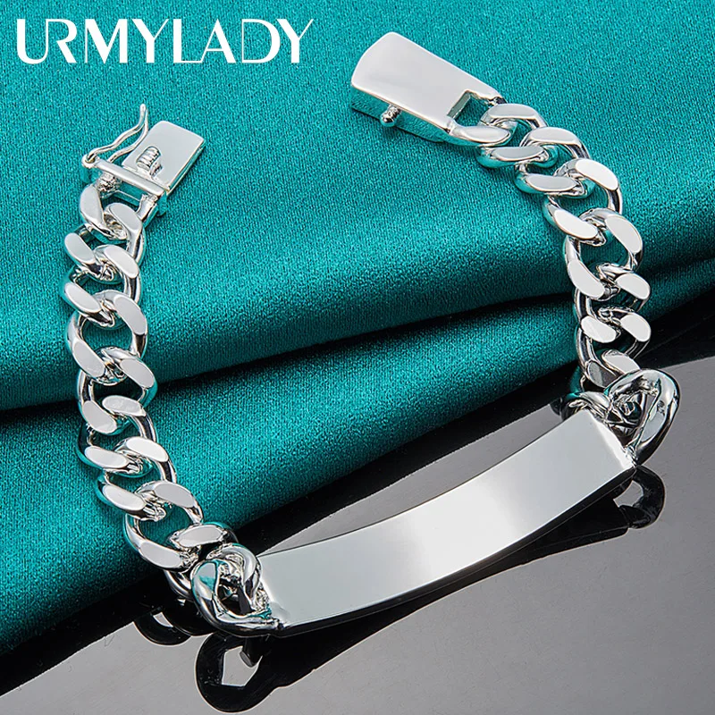 Charm 925 sterling silver design noble pretty 10MM Mens chain Jewelry fashion Geometric Bracelet factory price