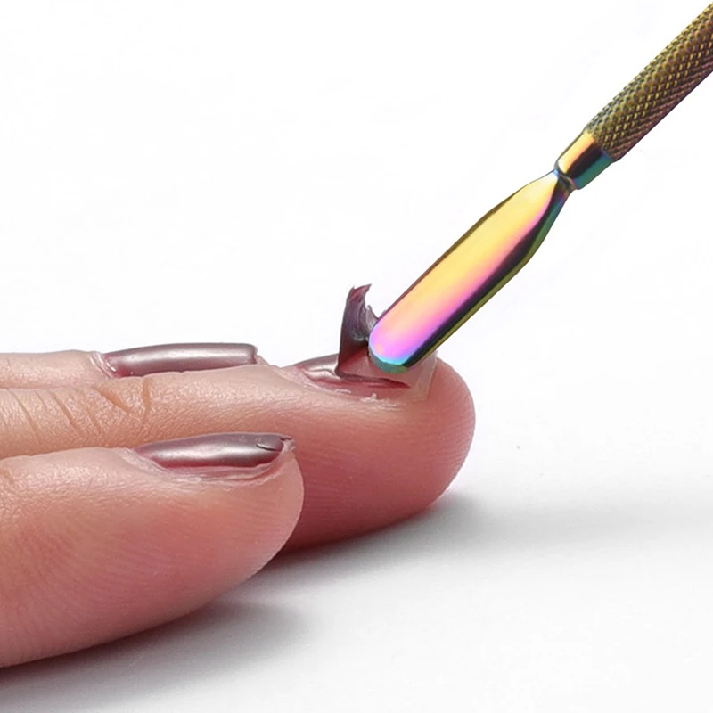 1 قطعة عدم الانزلاق مسمار أدوات الرسم مانيكير العناية الأنظف الفولاذ المقاوم للصدأ مزدوجة نهاية انتهازي للبشرة مزيل الجلد الميت تلميع #4