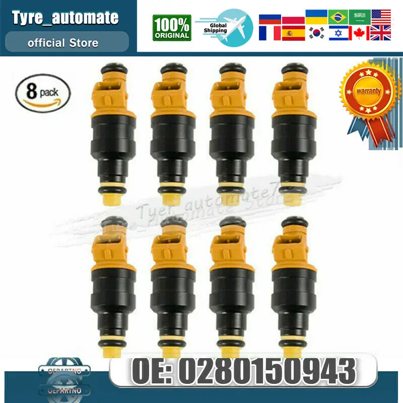 8 Pieces OE Part# 0280150943 Flow Matched Fuel Injectors For Ford 4.6 5.0 5.4 5.8 Replaces 0280150556 0280150909