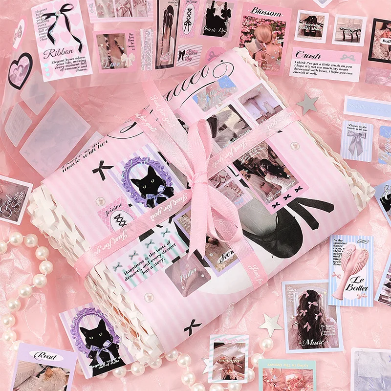 Korean Ins Romantic Ballet Series Sticker Kawaii Girl Scrapbook Decor Kpop 3 Inch Photo Card Packing DIY Material Stickers Tape