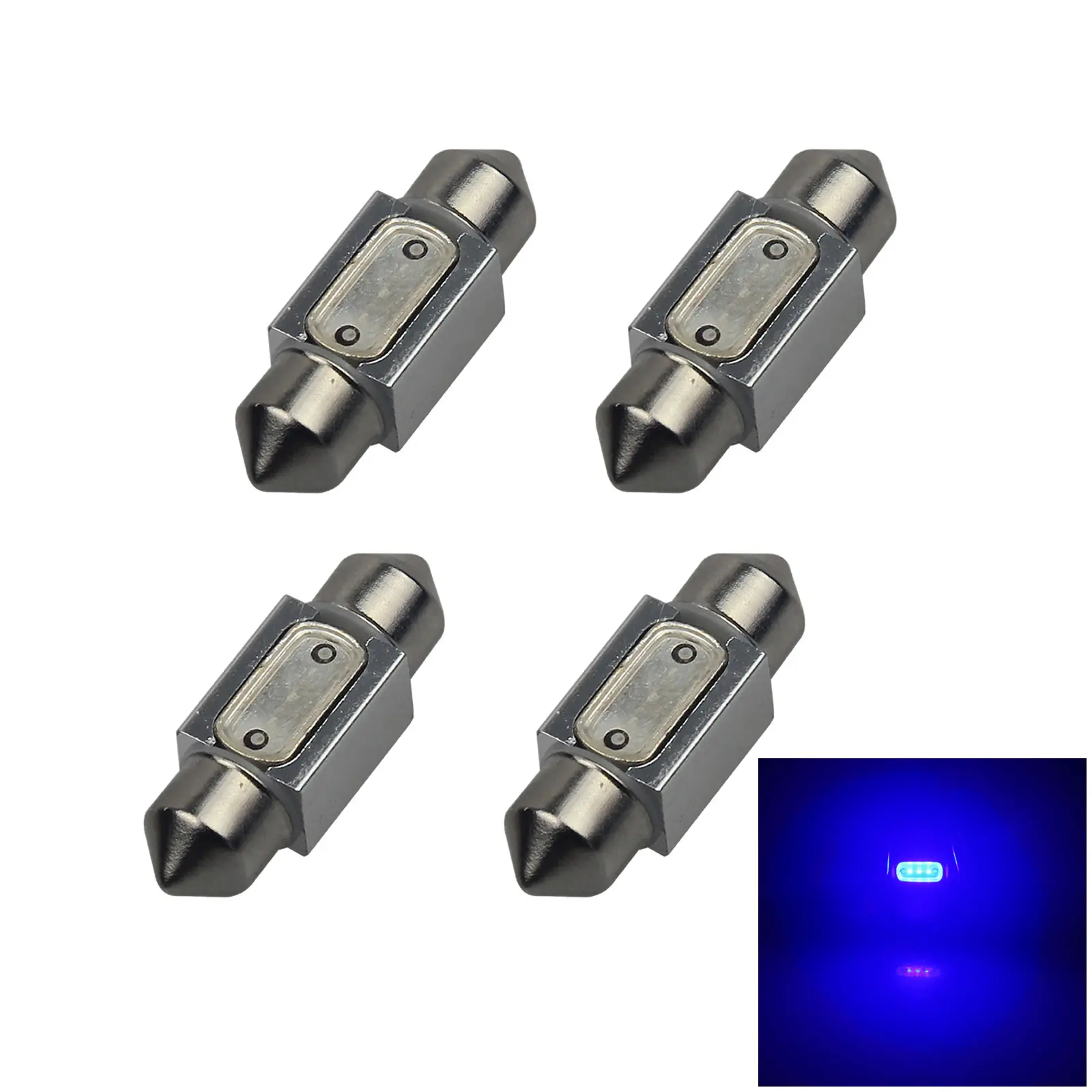 4x Blue Car 31MM Festoon Light marker Blub 1 COB LED 30mm Z2849