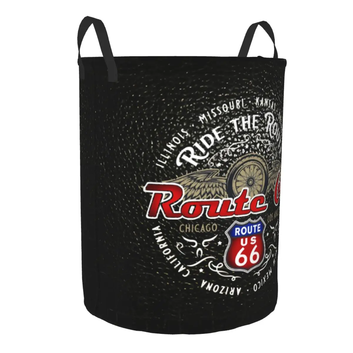 Custom Ride The Route 66 Laundry Hamper Large Storage Basket Biker Motorcycle Cruise America's Highway Girls Boys Toy Organizer