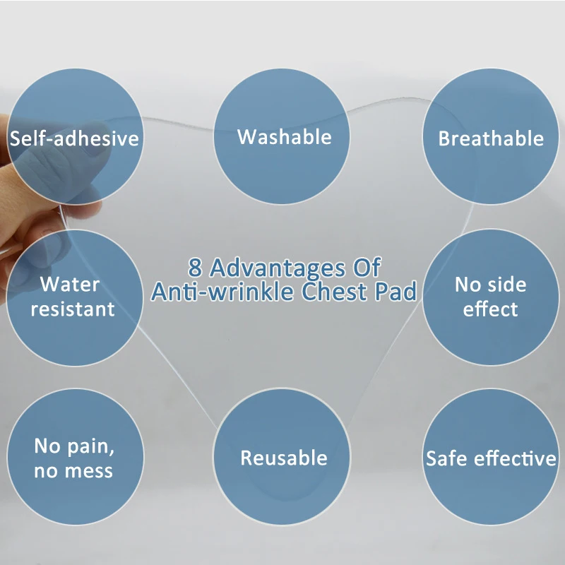 وسادات صدرية جديدة مضادة للتجاعيد قابلة لإعادة الاستخدام، وسادة صدر ذاتية اللصق، وسادة صدر ورقبة من السيليكون مضادة للشيخوخة، لإزالة التجاعيد