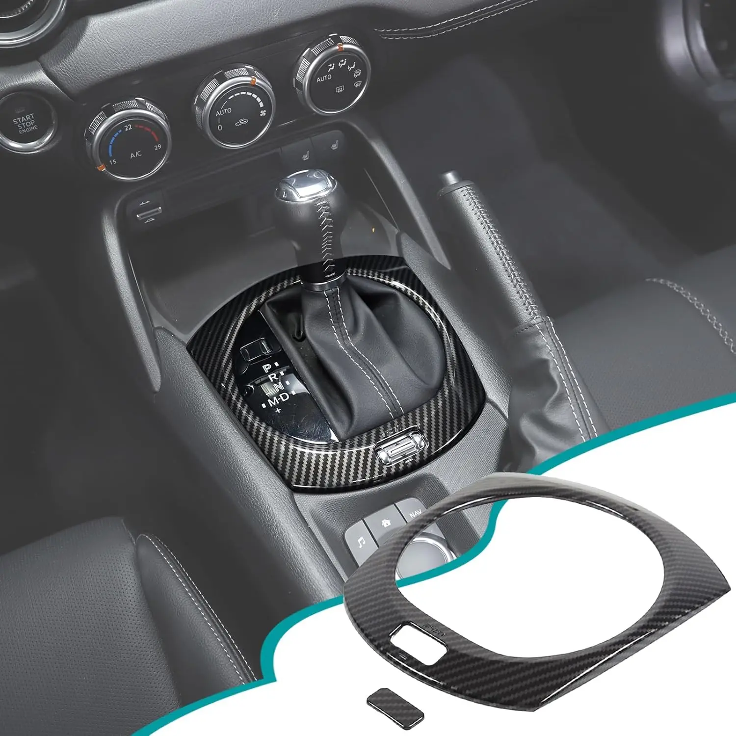 

1PCS Carbon Fiber Center Console Gear Shifter Frame Cover Decorative Trim Accessories For Mazda MX-5 Miata ND1 ND2 2016-2024