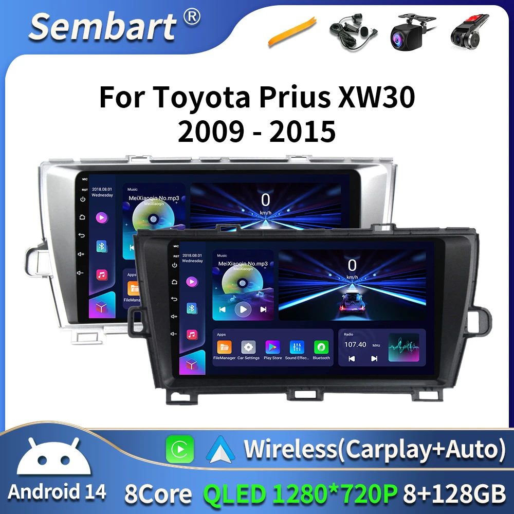 

QLED 4G Android 16 For Toyota Prius XW30 2009 - 2015 Car Radio Multimedia Video Player GPS Navi Stereo Carplay GPS 2din DVD BT