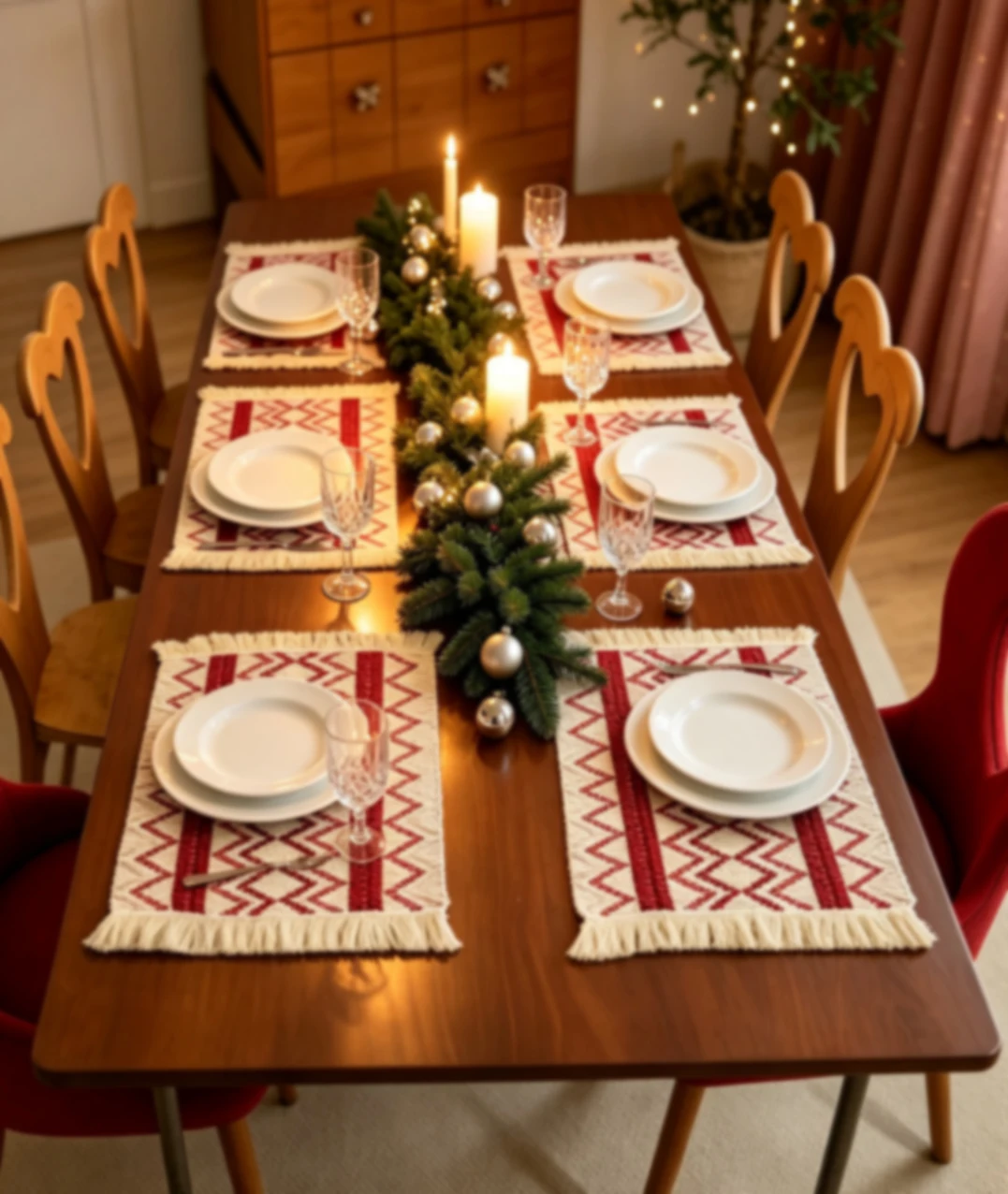 1Pc French Style Tassel Placemat, Woven Heat‑Resistant Non‑Slip Table Mat for Home Kitchen Party Holiday Decor