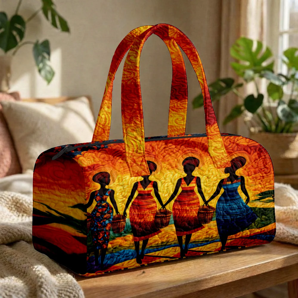 

Boho African Art Quilted Duffle Bag Ethnic Tribal Travel Tote Vintage Women Print HandBag Men's Weekender Bags