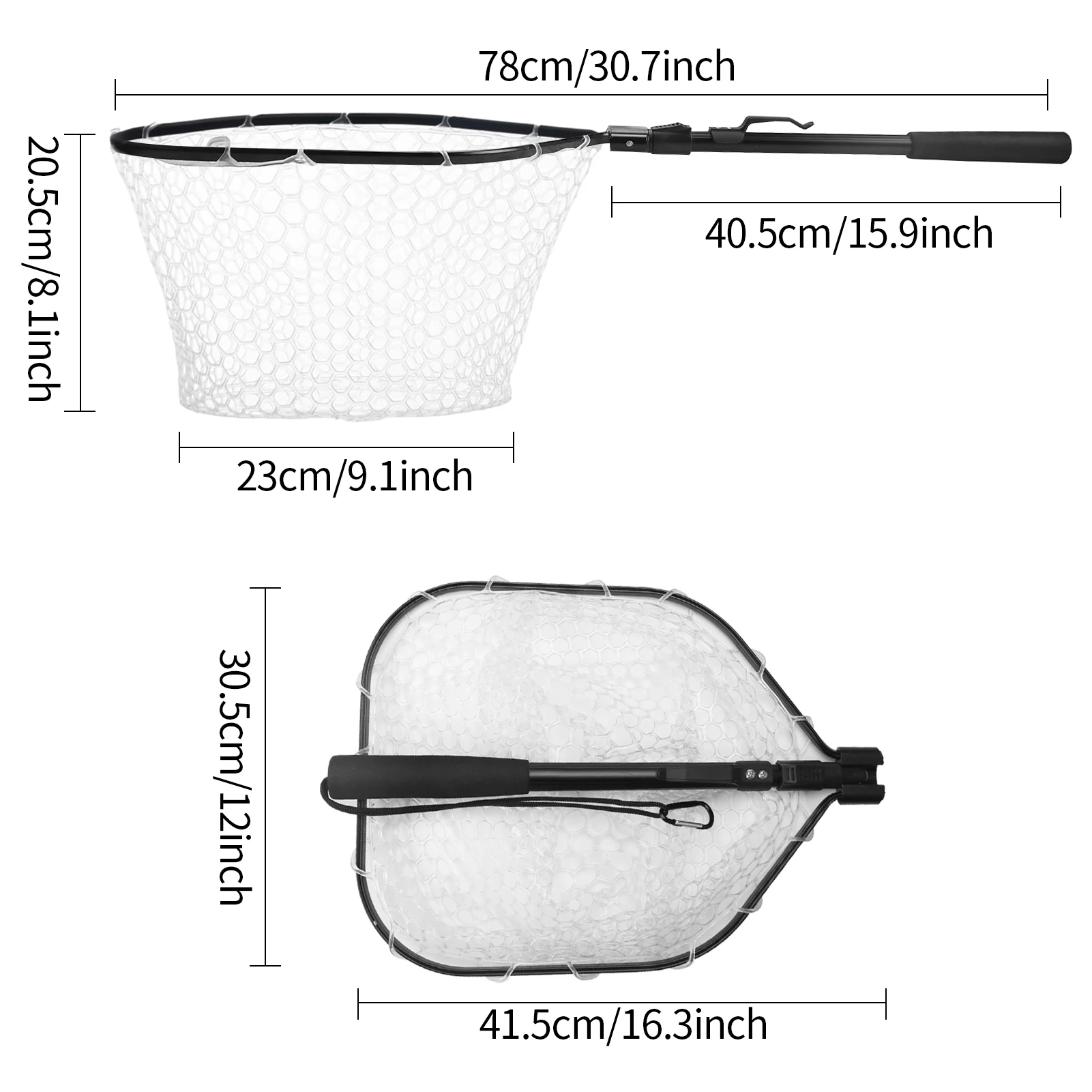 Fishing Tool Kit Durable Silicone Mesh Fishing Net Muti-Function Catch and Release Lightweight Portable Landing Net with Handle