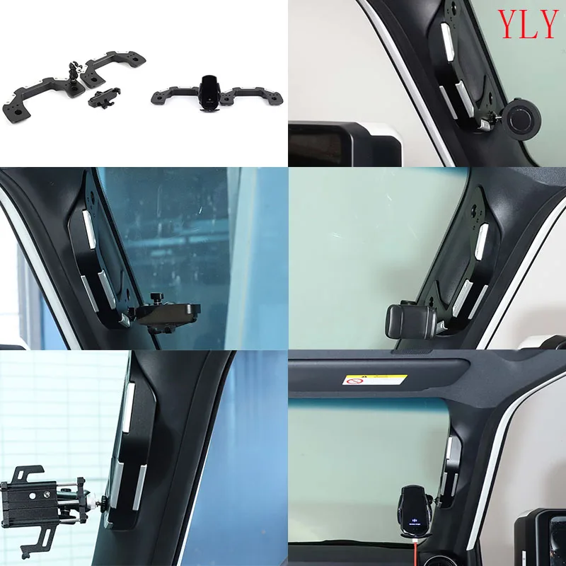 

Aluminum Alloy Black For Toyota Land Cruiser Prado 250 LC250 2024+ Car A-pillar handle mobile phone stand interior accessories