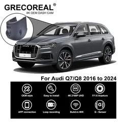 GRECOREAL 4K Dash Cam Front and Rear 2160P WiFi Car Dual Dashcam APP Control Easy Install Plug Play Compatible with Audi Q7 Q8