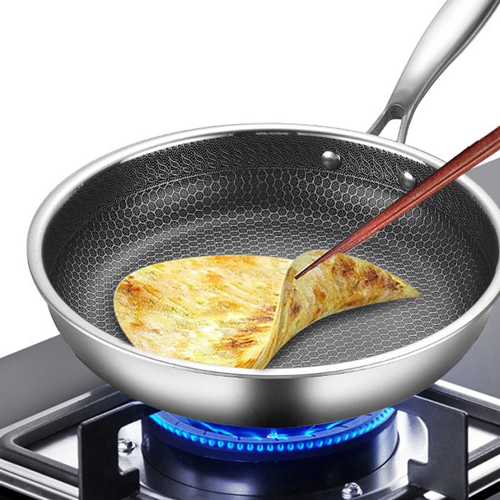 

Stainless Steel Wok Frying Pans Nonstick with Lid Chinese Kitchen Large Woks for Gas Stove Induction Stoves Utensil Work