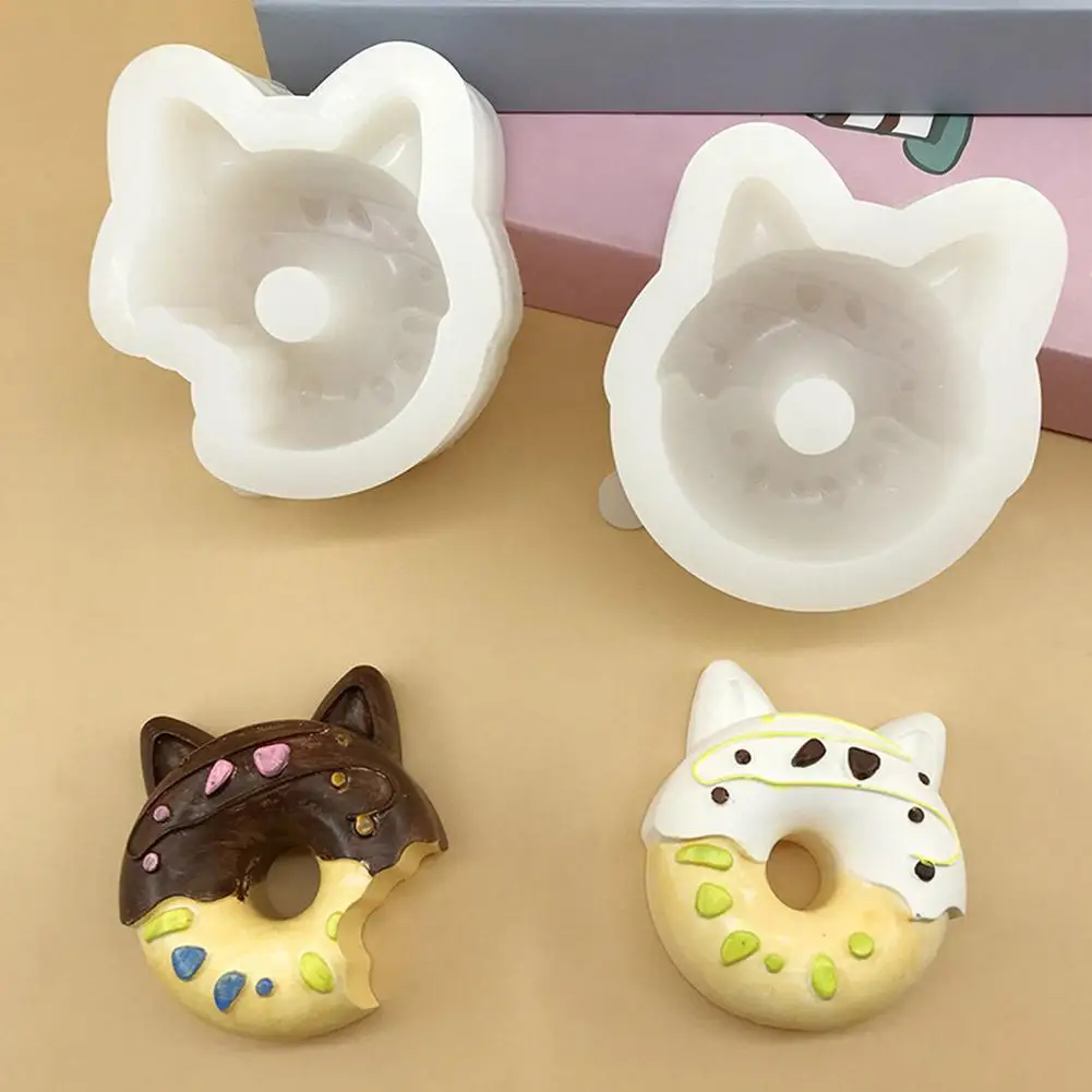 Cute Cat Ear Donut Silicone Mold DIY Food Grade Doughnut Baking Mould Handmade Candle Plaster Resin Crafts Easy Demold