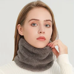 Windproof Plush Infinity Scarf Solid Color Neck Gaiter Cute Coldproof Neck Warmer Ski Mask For Women Girls Winter Outdoor