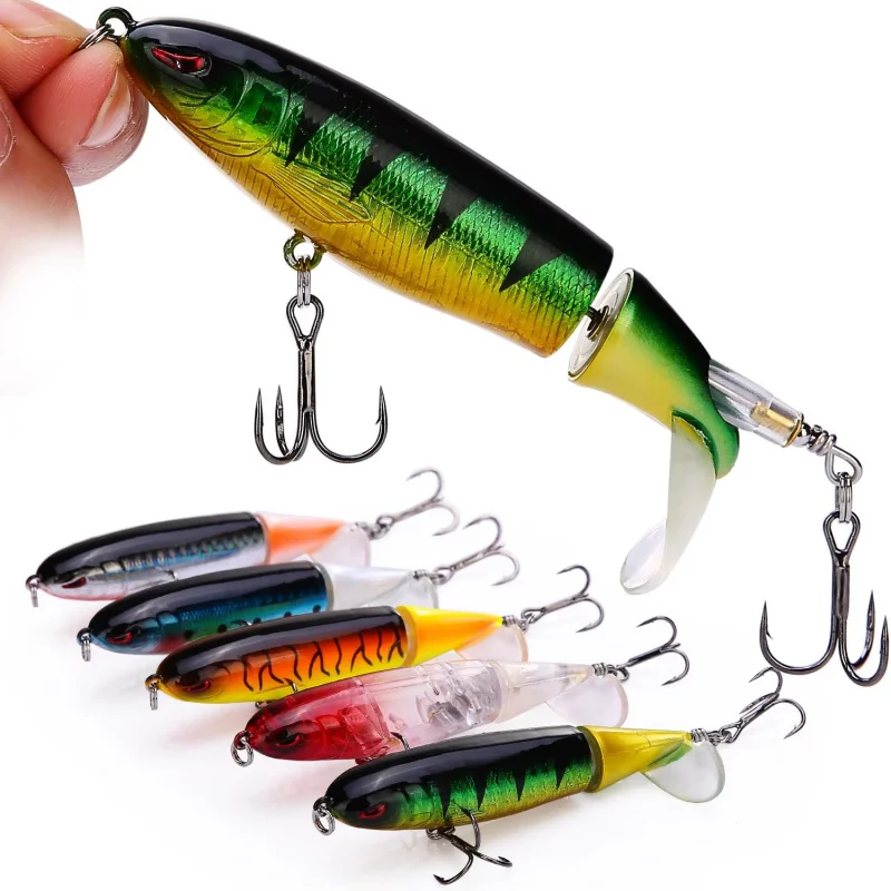 1-8 Uds señuelo de pesca Topwater Whopper Popper cebo Artificial Plopper duro cola giratoria suave aparejos de pesca cebo de pesca